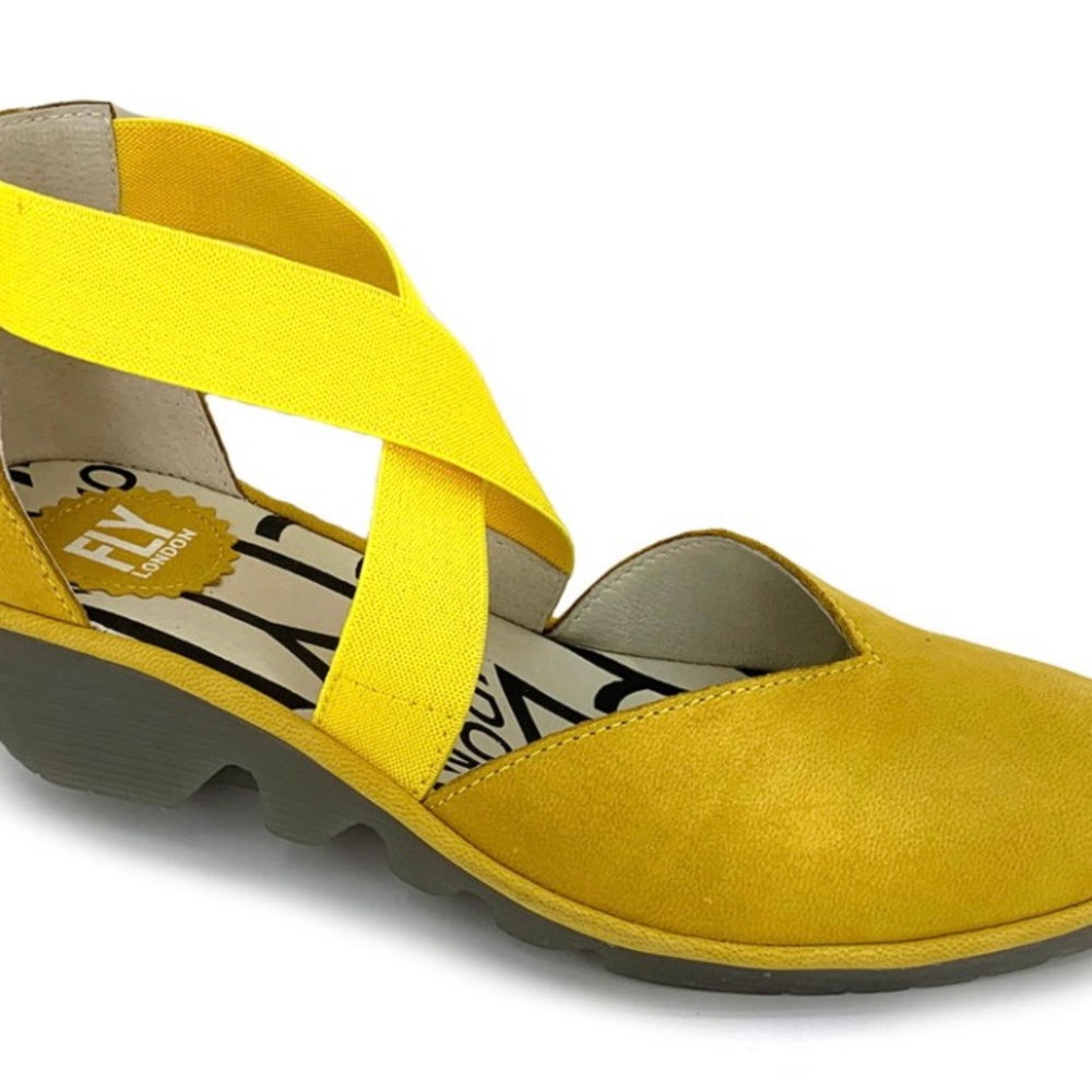 Fly London Women's Yellow Cross-Strap Shoes Size 40